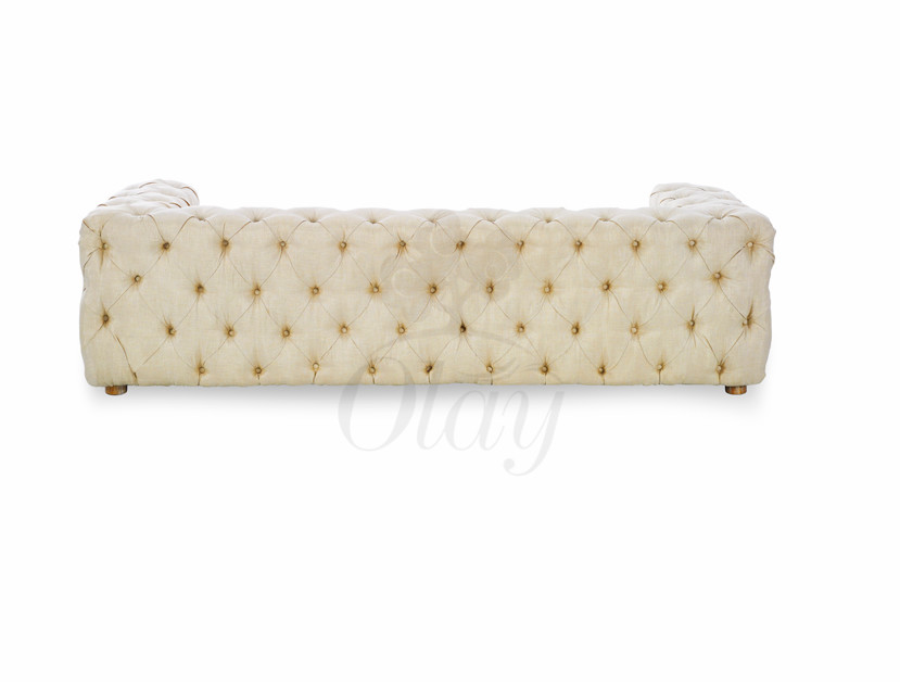 Retro Tufted Upholstered linen Fabric Sofa Tufted Button Baroque Luxury Sofa and wedding event sofas