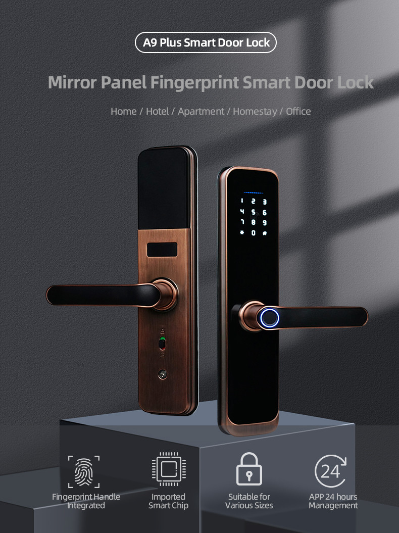 Smartphone Control Fingerprint Smart Door Locks DC6V Door Handle Lock