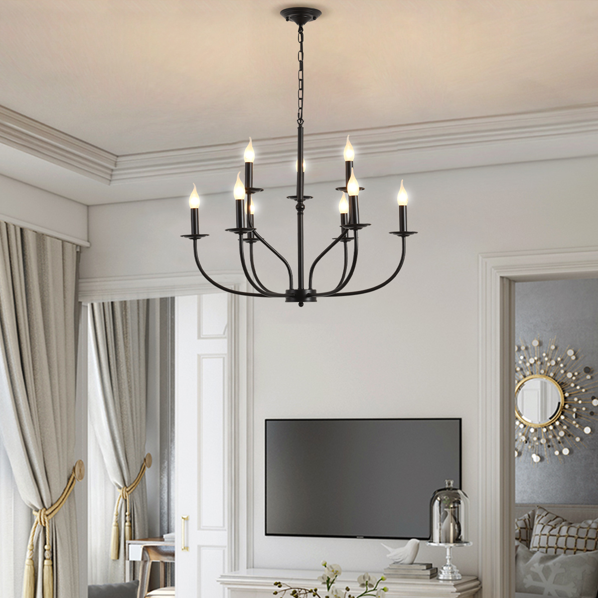 Black Classic Chandelier E14 Retro Vintage Chandelier(WH-CI-131)