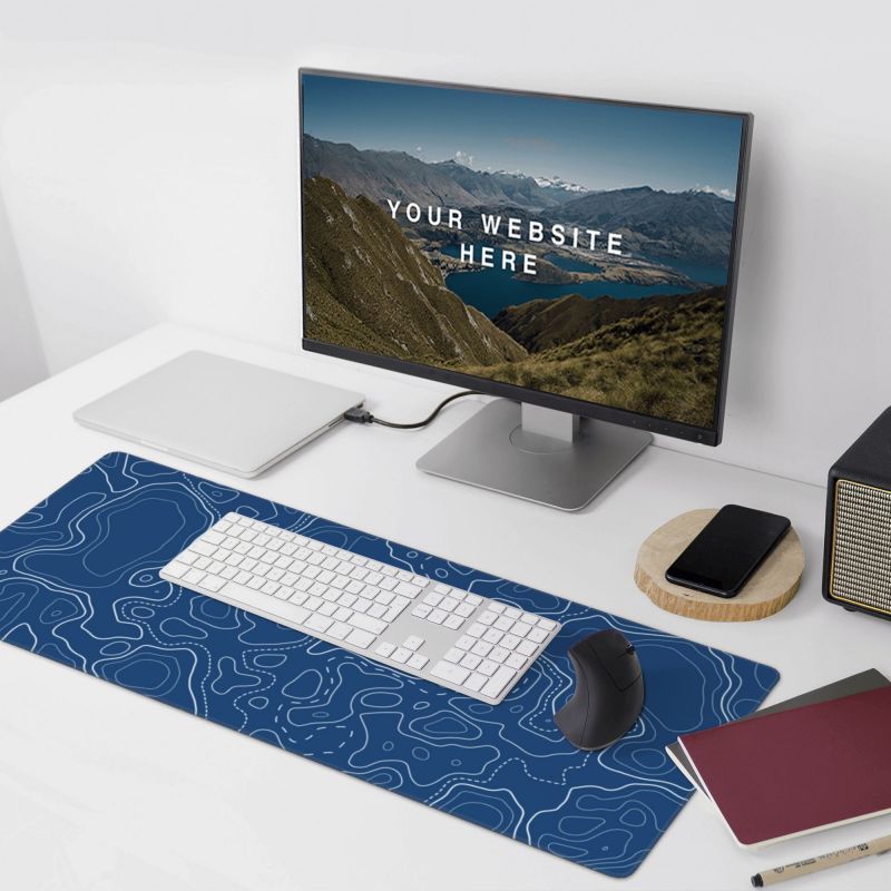 Art Strata Blue Mouse Pad Basic Gaming Mat Natural Rubber Fabric XXL PC Keyboard