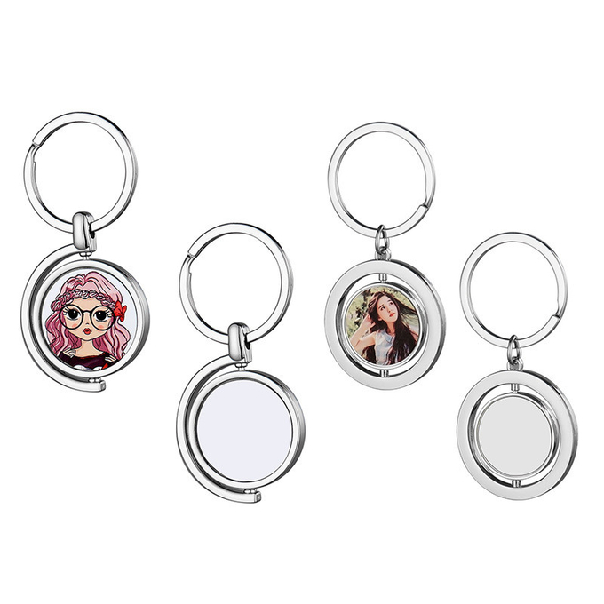 Round Rotary Doule-Sided Sublimation Keychain DIY Photo Printing Key Chain By Sublimation
