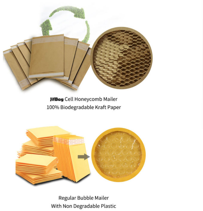 Self Adhesive Recycled Honeycomb Padded Mailer 100% Biodegradable Paper Envelopes
