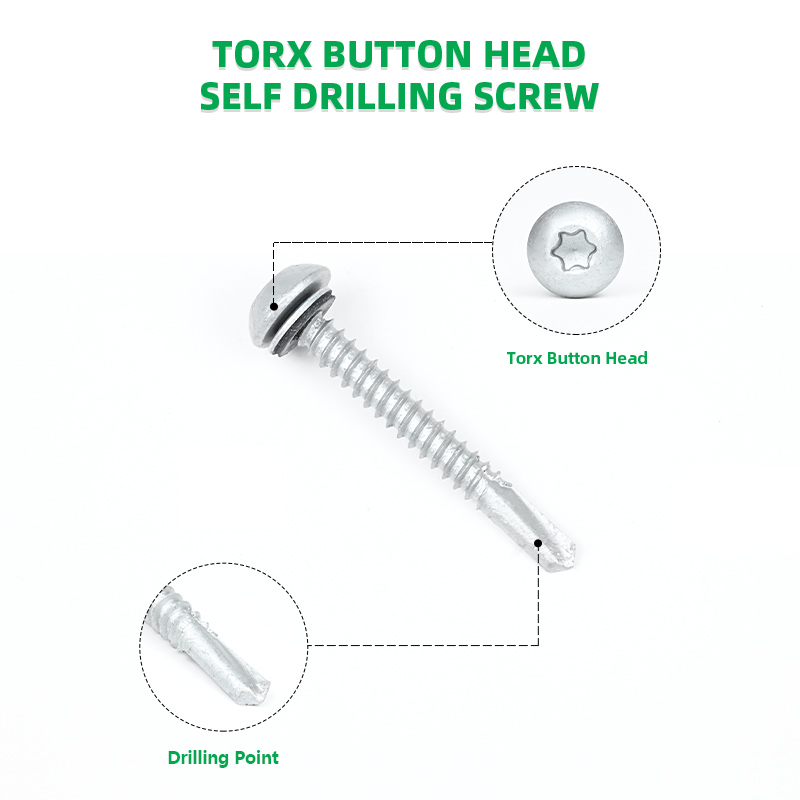 Ruspert Button Torx 12x45 Self Tapping Screw for Roofing to Purlin Framing Stainless Steel