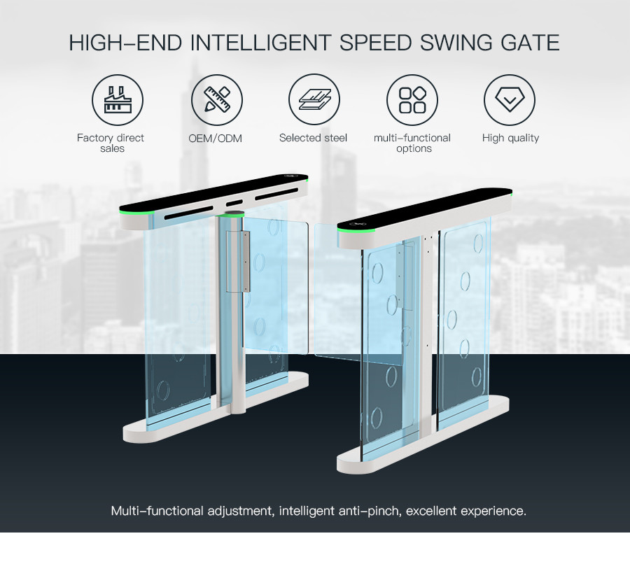 HCW 0.5s 0.8s High Speed Flap Barrier Turnstile RFID Access Control Pedestrian Swing Gate