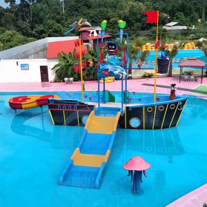 Quality Fiberglass Water Tower Slide Pirate Ship Anti Rust Playground Aqua Park Slides for sale