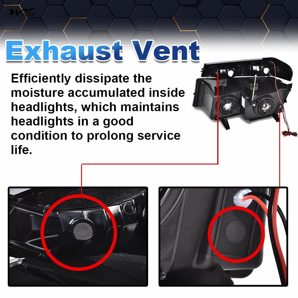 LED DRL Headlights Clear Lens Black Housing Clear Reflector Left Right Head Lights 12V