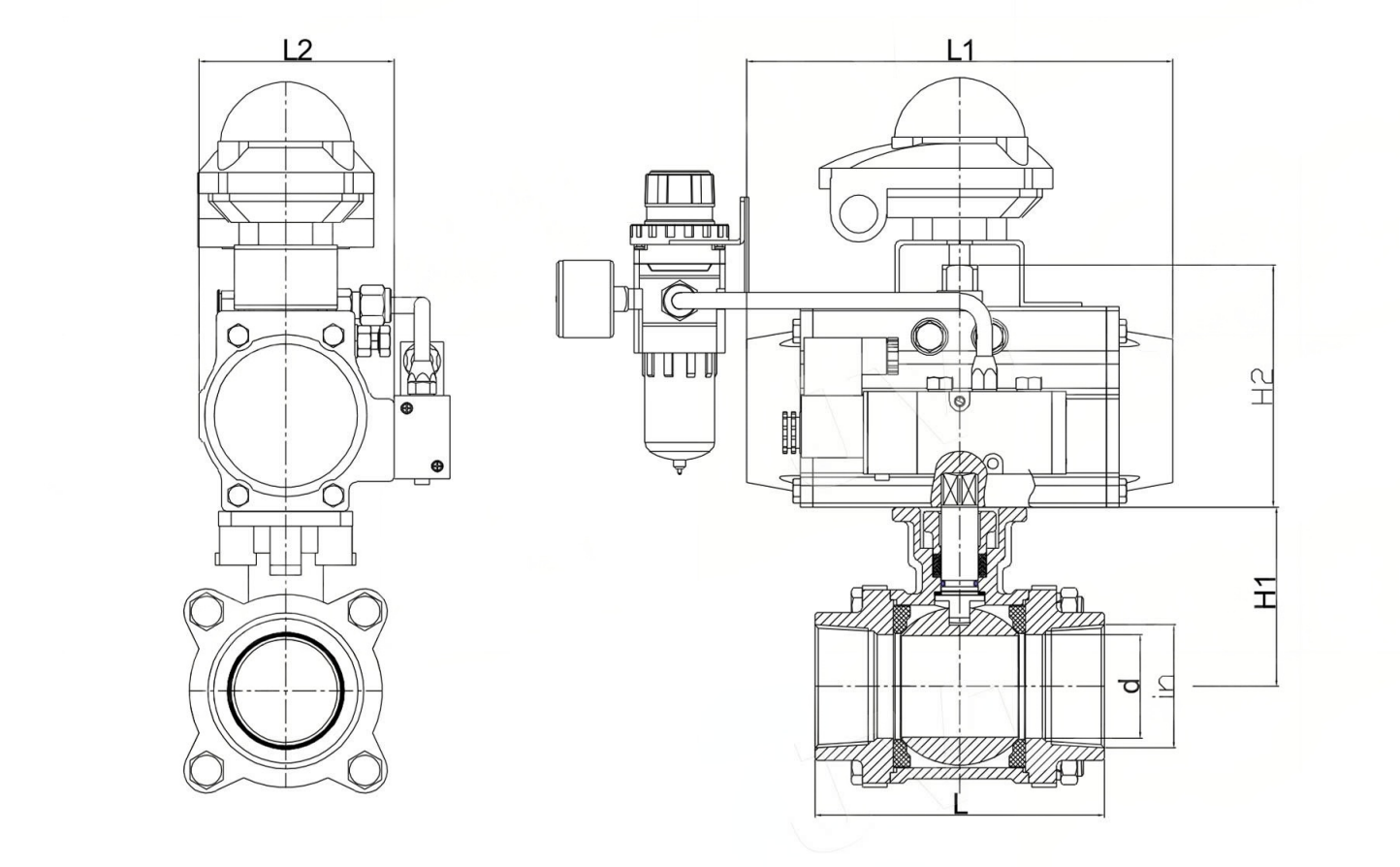 Fire-Resistant Three-Piece Ball Valve For Suspension Liquids