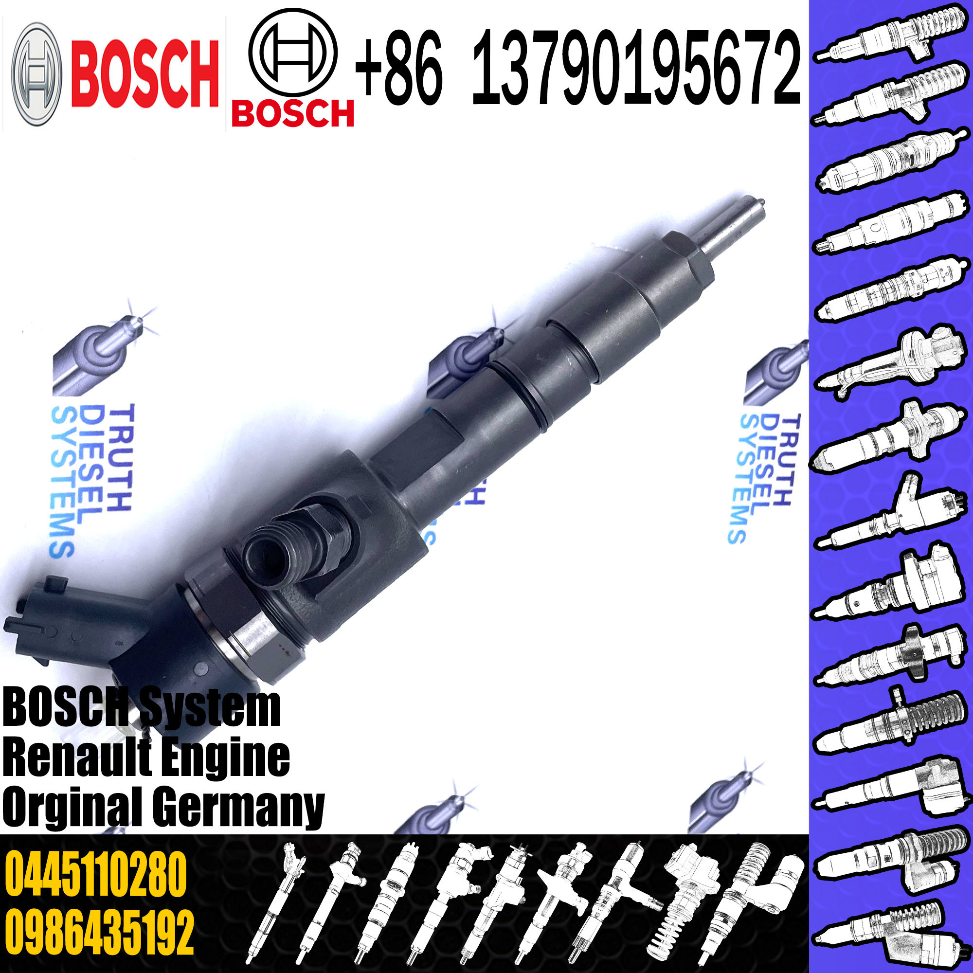 0445110280 Bosch Injector Nozzle 0986435192 Diesel Fuel Injector