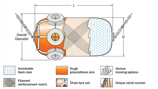 EVA foam fender construction and material layers