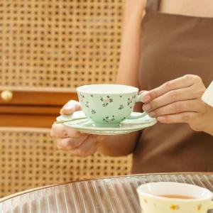 Quality 165ml European-style Flower Coffee Mug With Spoon And Plate for sale