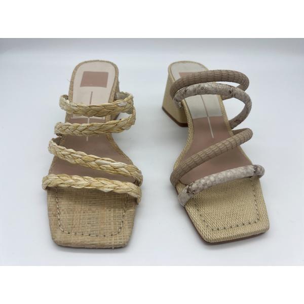 Python Print Ladies Soft Leather Sandals Lt Tan / Off White Cute Peep Toe Sandals
