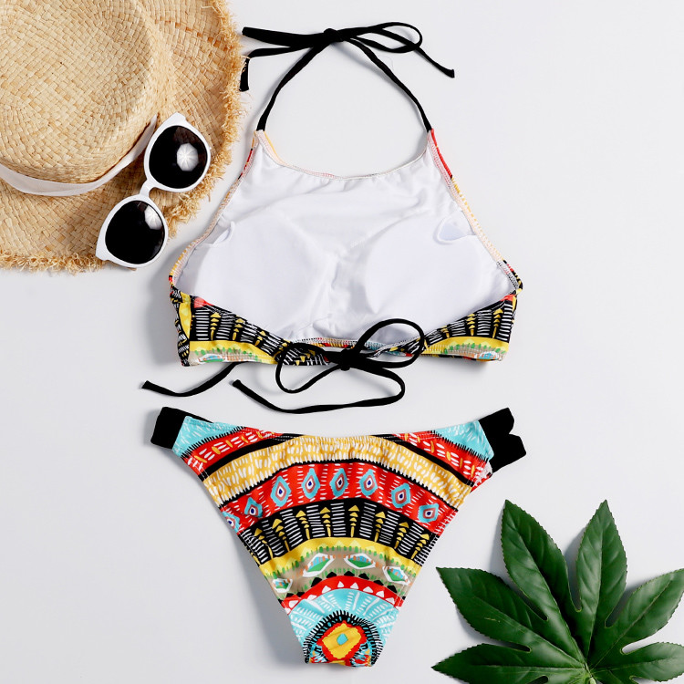 Tiered Layer Tie a Knot Front Top With Low waist Bikini swimsuit high cut