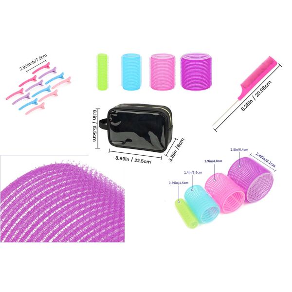 DANSKY DIY Salon Hairdressing Styles Set Long & Short Hair Roller Heatless Plastic Nylon Hair Rollers with Hot Temperature Clips