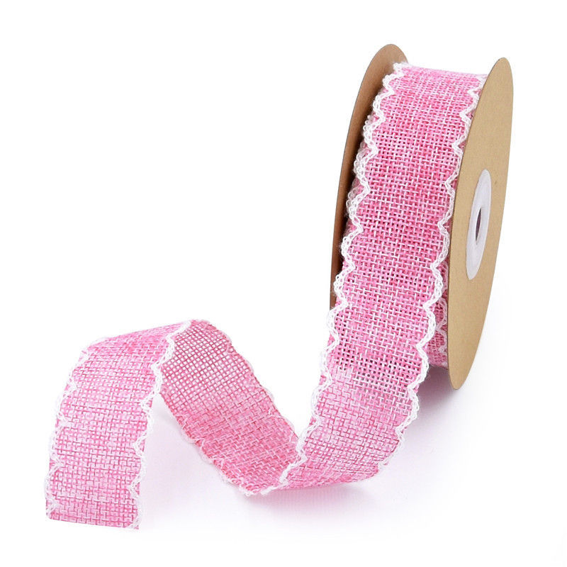 25mm*10y Burlap Ribbon Rolls Weave Edge 2.5cm Burlap Trim By The Yard