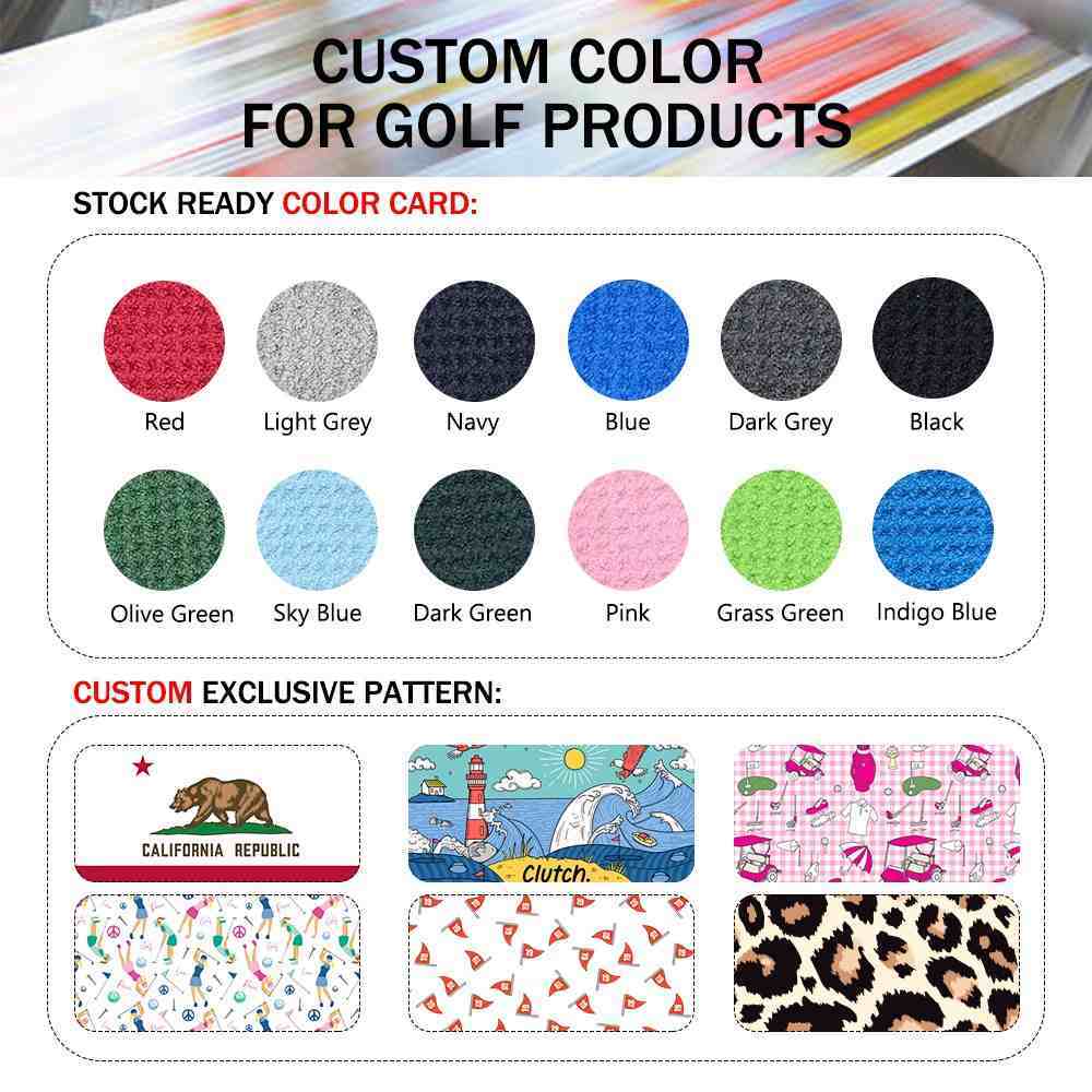 Golf Accessories Solid Towel With Clip Hook Microfiber Golf Towel