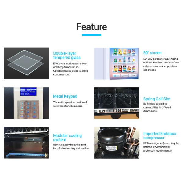 Coin Operated Self Service Vending Machine With Touch Screen Fully Drinks Based