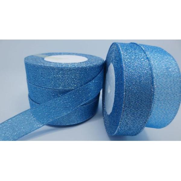 Polyester Metallic Glitter Ribbon Various Color Gold / Silver Patterned