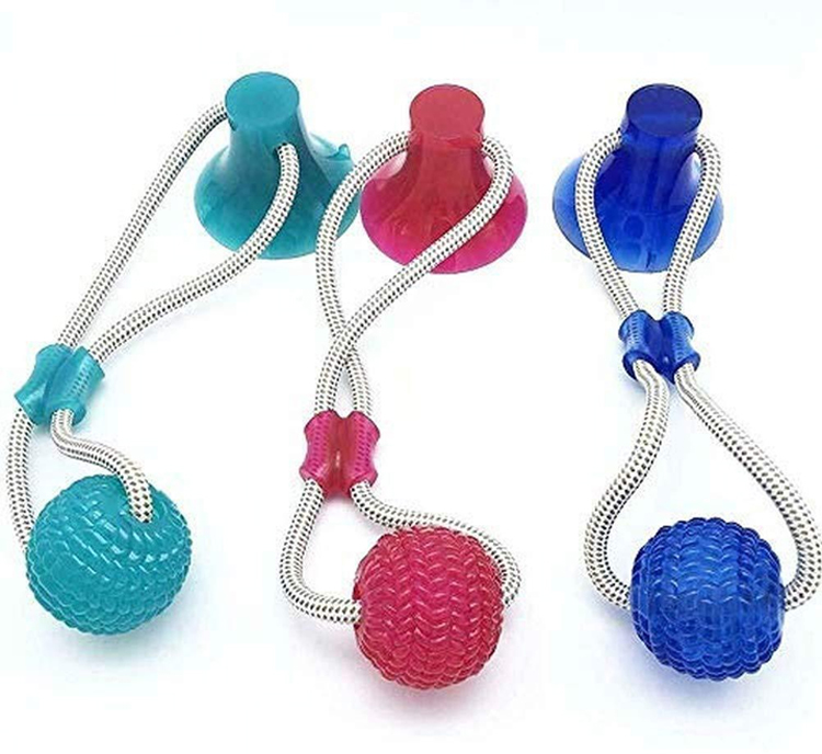 Pet Dog Self Play Tug Pull Force Vent Durable Strong Teeth Cleaning Suction Cup TPR