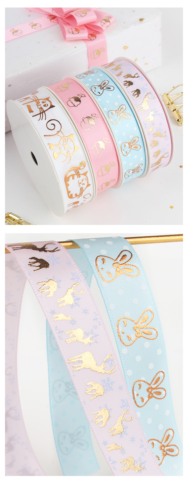 Support Custom Valentine Wedding Print Ribbon Roll Polyester Satin Ribbon Belt