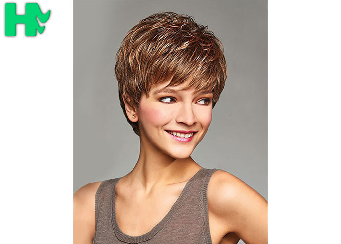 Heat Resistant Synthetic Choppy Bangs Short Wigs For Women Health And Breathable