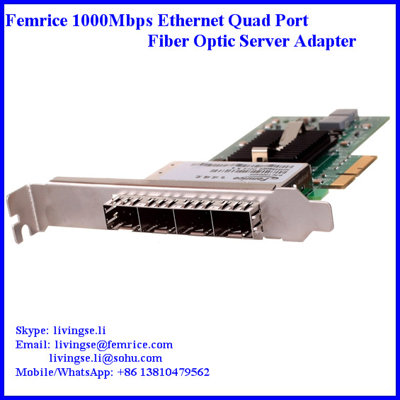 1000Mbps Quad Port Network Card SFP Slot Server NIC Adapter, Fiber Optic Network Adapter Femrice 10004PF
