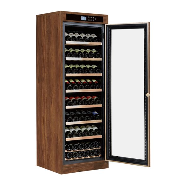 Solid Wood Wine Cooler with Digital Touch Control LED Lighting and Less than 42 dB Noise Level