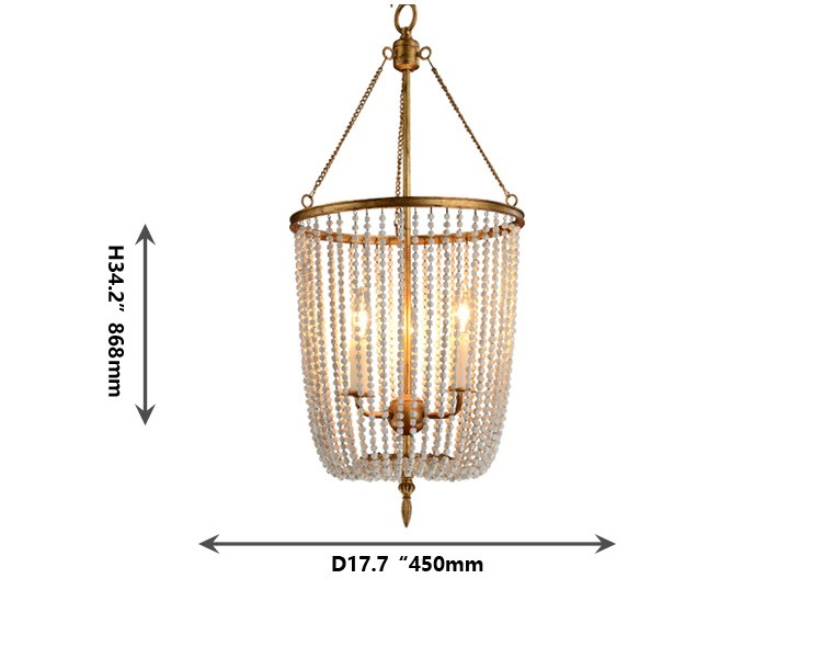 Modernized rustic iron chandelier with wooden beads lampshade (WH-CI-39)