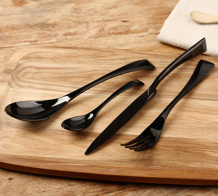 NEWTO Stainless Steel Black Flatware/Wedding Cutlery/Colorful Banquet Tableware