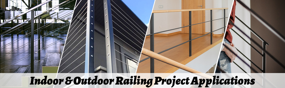 Powder Coated Iron Flat Top Connector Cable Railing Post for Wood Concrete Stair Deck