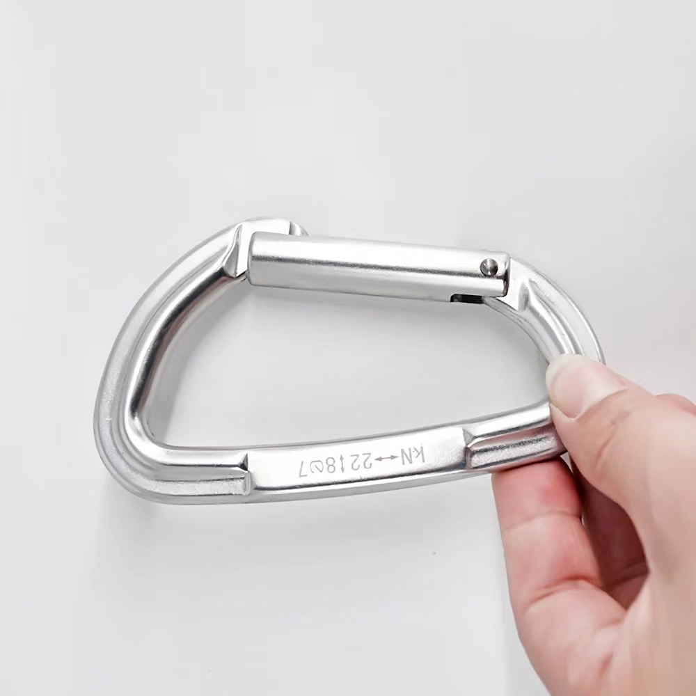 Heavy Duty 22KN D Shape Climbing Carabiner with Straight Gate and Aluminium Alloy