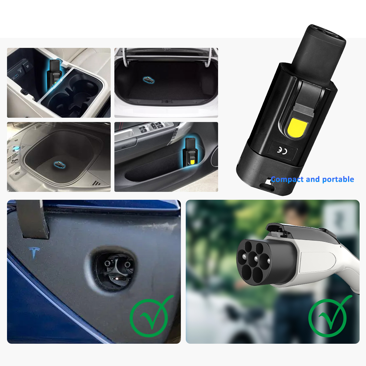 7kw 32A GBT to Tesla EV Charger Adapter 220V for Charging Electric Vehicles Black White Rated voltage 220V