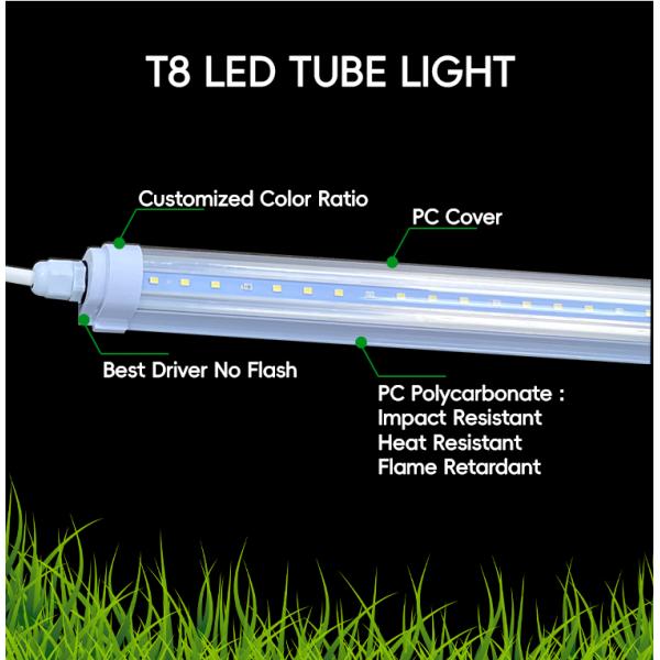 4FT 0.9M 1.2M 12W 18W 25W 36W T8 LED Tube Lights Indoor Vertical Farm 6500K 460nm 660nm