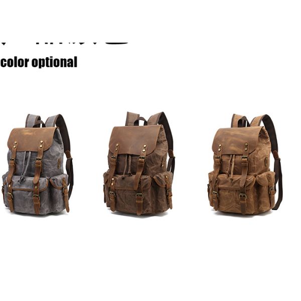 Canvas Shoulder Leather H44 Cm Travel Duffel Backpack