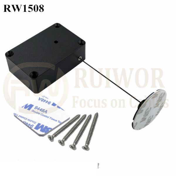 RW1508 Cuboid Multifunctional Retractable Cable With Dia 38mm Circular Sticky Flexible ABS Plate Used In Radian Surface Products