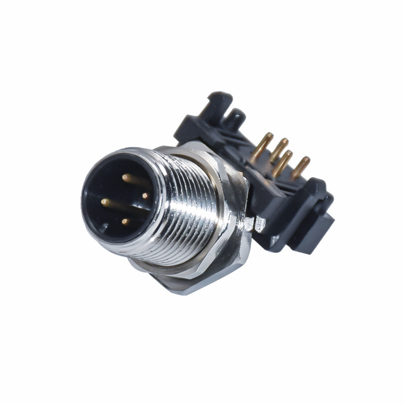 Industrial Camera 4P Elbow 4pin A-Coding Female Ip67 Connector Panel 4way M12 PCB Waterproof Connector