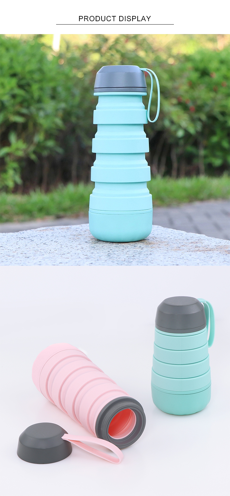400ML Telescopic Silicone Bottle With Pill Storage Space