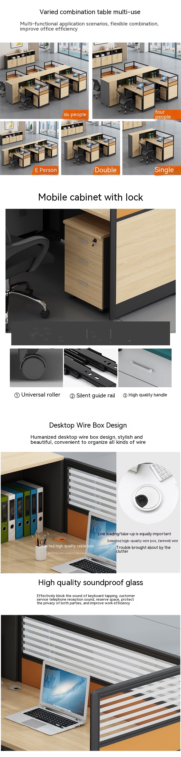 Office Furniture Combination Double Desk Computer Desk and Chair with Modern Design Style