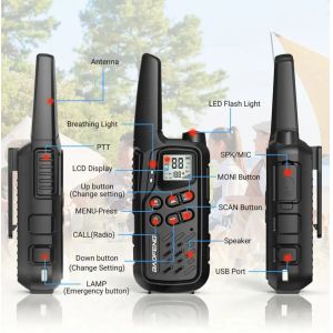 IPX4 Waterproof 5W Output Power UHF Walkie Talkie with 0-5km Talk Range and