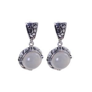 Quality Women 925 Sterling Silver Synthetic White Chalcedony Drop Earrings (XH054081W) for sale