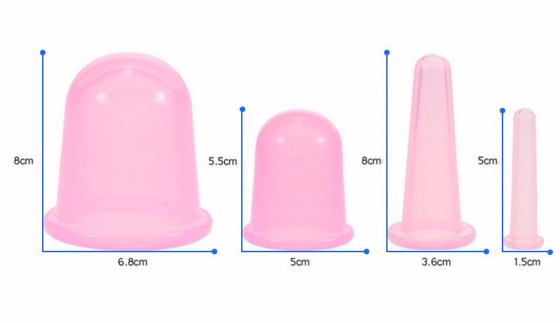 Reusable 6.8 5 3.6 1.5cm Silicone Vacuum Anti Cellulite Cupping Set