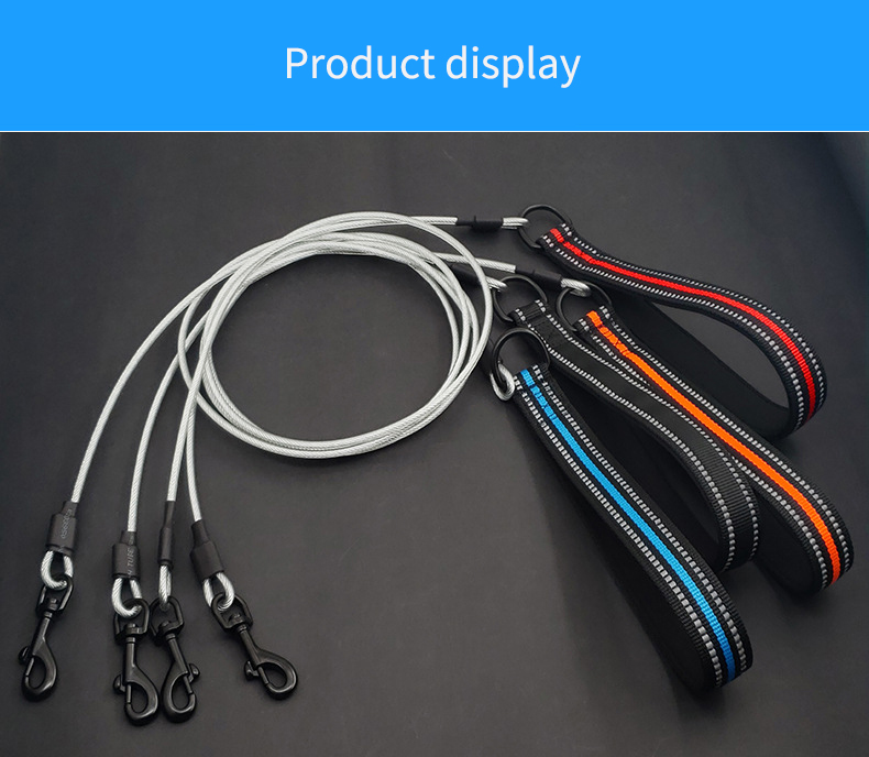 Comfortable Soft Padded 4FT Pet Leash Metal Anti Chew Leash Strong Anti Bite