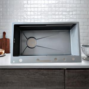 Quality Grey Partition Kitchen Sink 11kg Stainless Steel Double-Bowl for sale