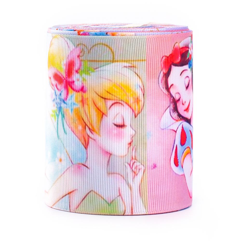 Factory High Quality Fashion Cheap Wholesale fairytale cartoon princess 75mm grosgrain printed ribbon