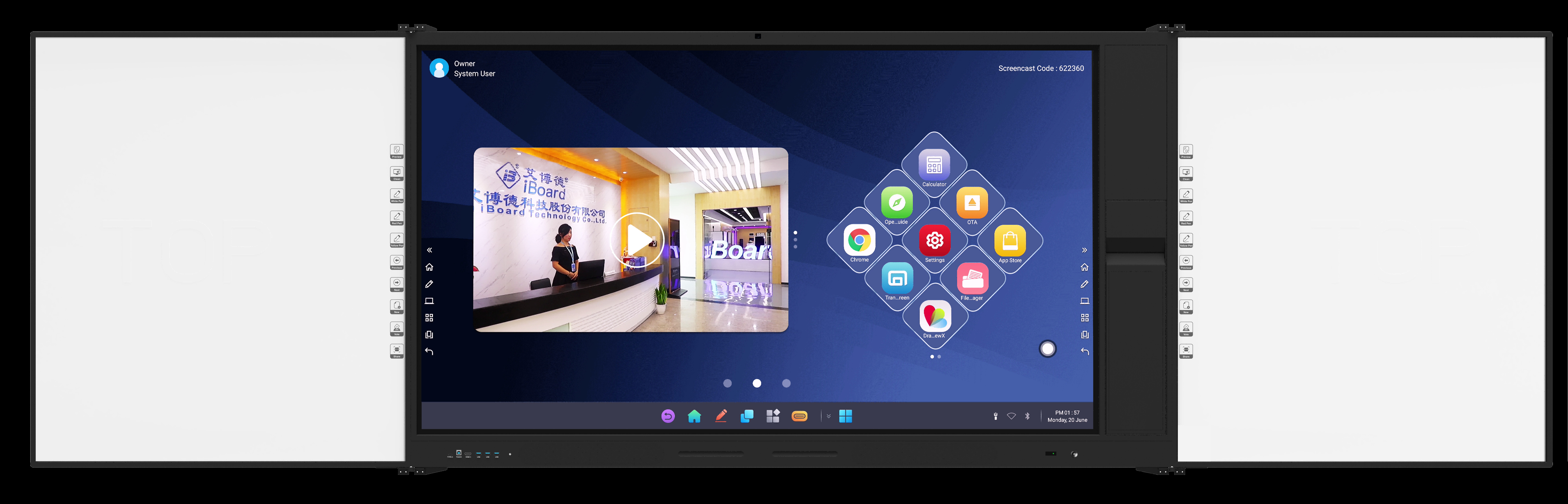 IBoard Factory Android 14 8+128G Win 11 Dual System Interactive Flat Panel IR 20 Touch Supported With Screen Share Interactive Whiteboard With Marker