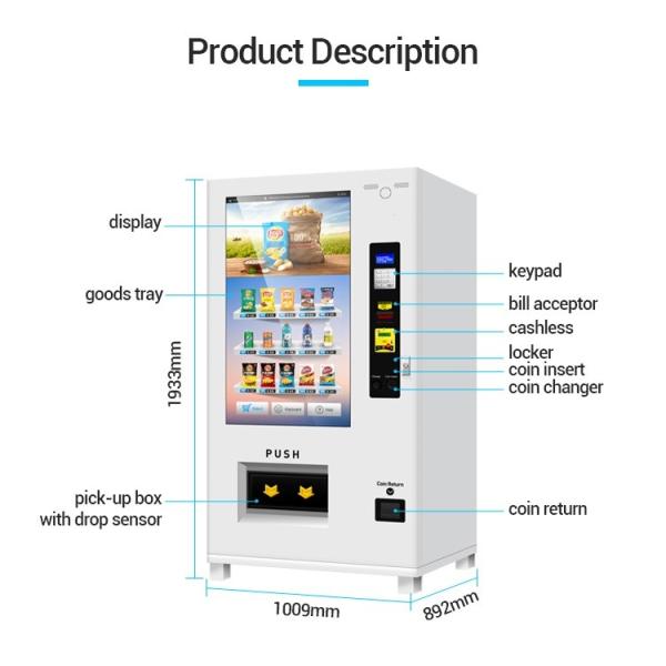 Coin Operated Self Service Vending Machine With Touch Screen Fully Drinks Based