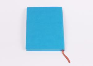 Quality Pu Leather Light Blue Soft Cover Notebook With Color Edge And Belly Band for sale