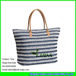 China LUDA striped straw handbags hand crochet paper string straw make beach tote bag on sale