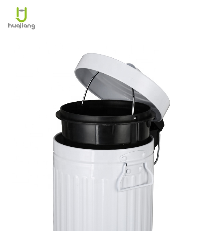Home Rome Round Small Trash Can with Lid and Handle Powder Coated Waste Bin in Round Shape