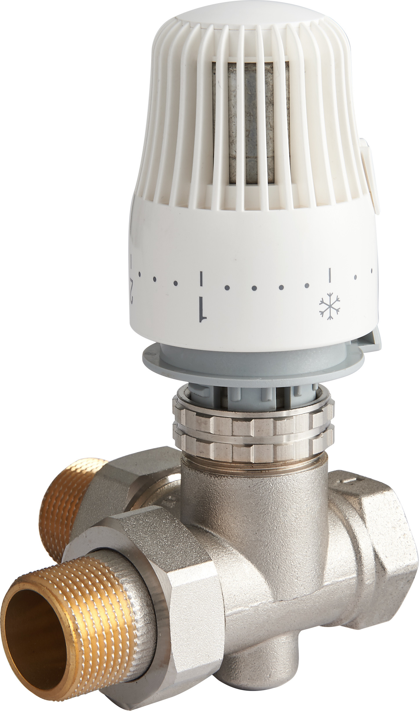 4608 Thermostatic Brass TRV Left-In Manifold Valve DN20 DN25 with Female Threaded Inlet x Flexible Male Nipple Outlets