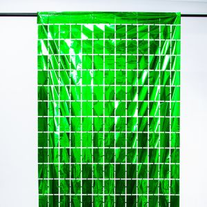Silk Grid Metallic Fringe Backdrop 2m Curtain Foil Square Customizable